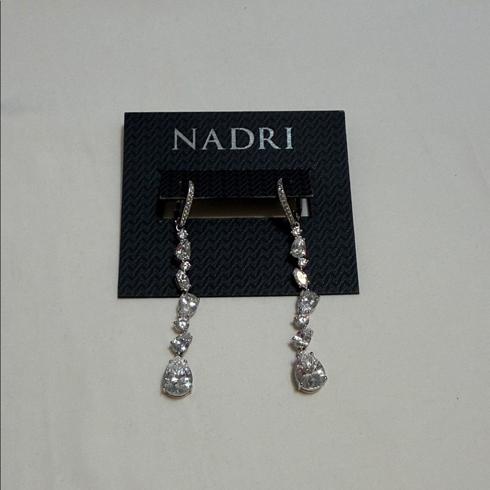Nadri Crystal Silver Dangle Earrings